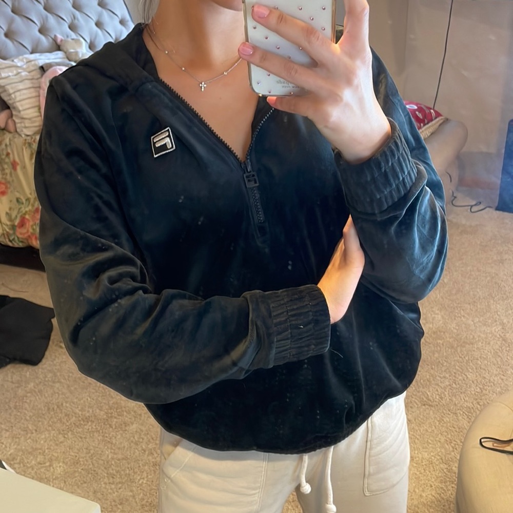 Fila black velvet hoodie